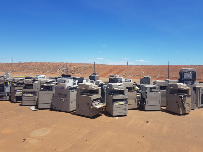Karratha residents and surrounding communities can now drop off their e-waste at Gap Ridge, as we have just partnered with their local waste transfer station. The e-waste featured in the images below is being prepared for palletisation and shrink-wrapping.